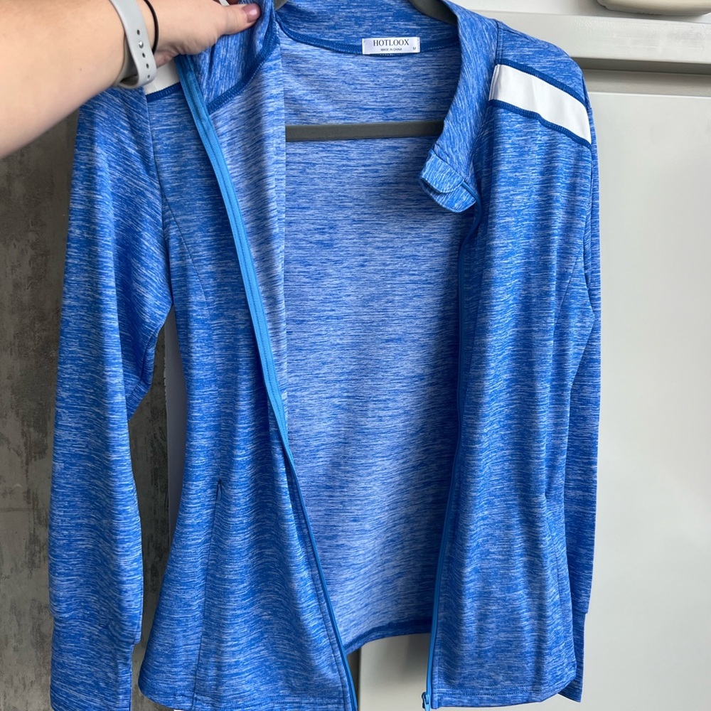 Blue athletic zip jacket